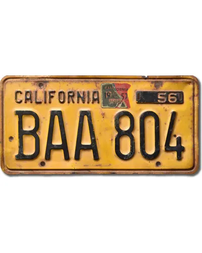 Americká SPZ California 1956 Yellow BAA 804