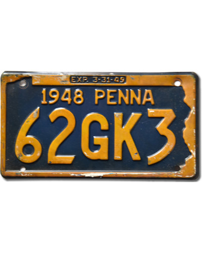 Americká SPZ Pennsylvania 1948 Penna 62GK3