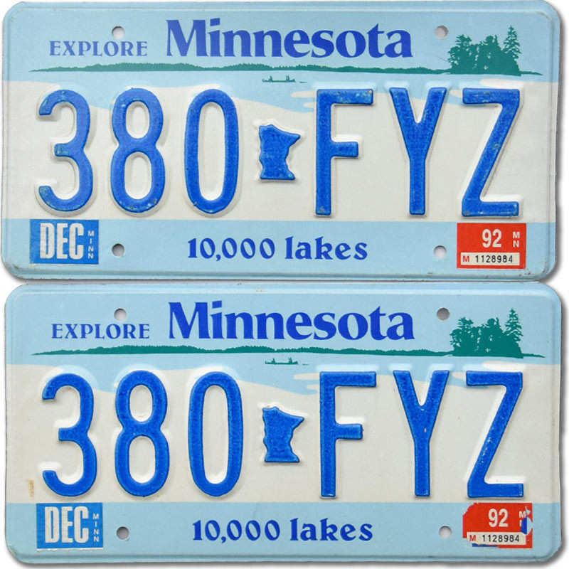 Americká SPZ Minnesota Lakes 380-FYZ pár