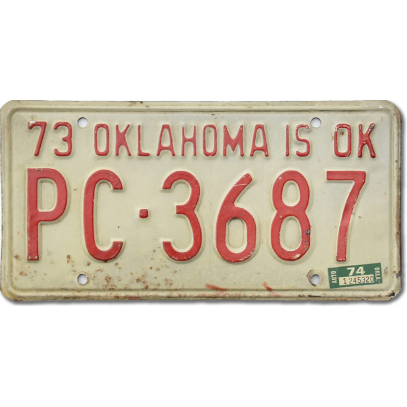 Americká SPZ Oklahoma is OK 1973 PC-3687