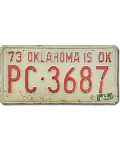 Americká SPZ Oklahoma is OK 1973 PC-3687