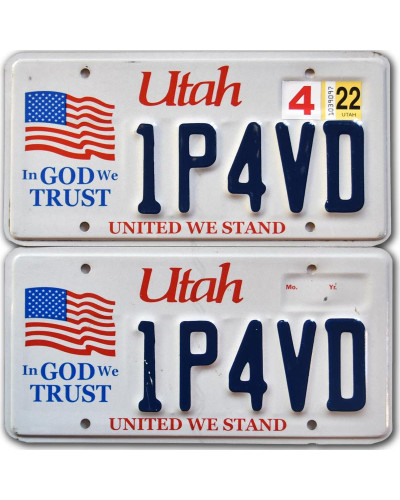 Americká SPZ Utah In God We Trust 1P4VD pár