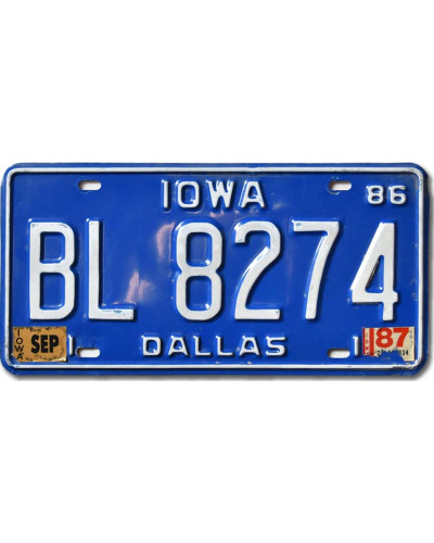 Americká SPZ Iowa Blue 1986 Dallas BL 8274