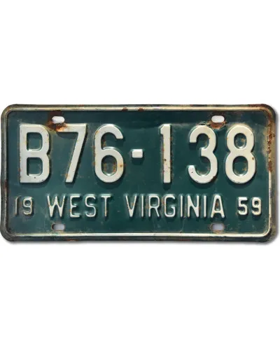 Americká SPZ West Virginia 1959 Green B76-138