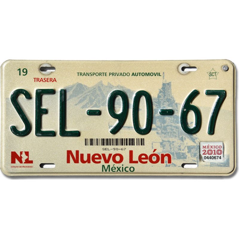 Mexická SPZ Nuevo León SEL-90-67