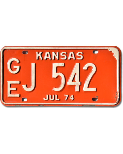 Americká SPZ Kansas 1974 Vintage Red GEJ 542