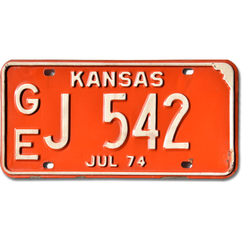 Americká SPZ Kansas 1974 Vintage Red GEJ 542