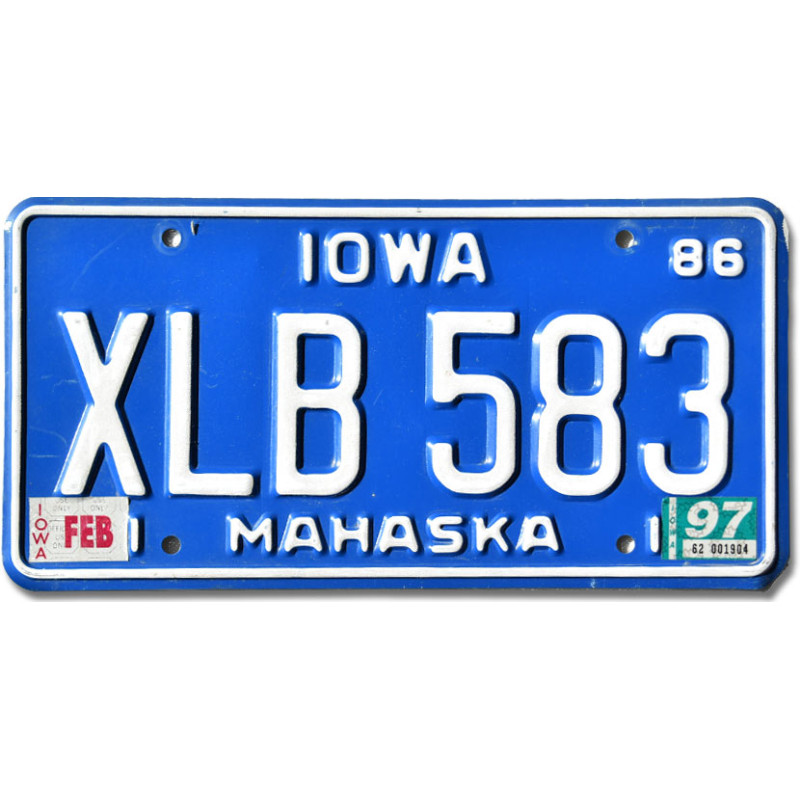 Americká SPZ Iowa 1986 Blue XLB 583