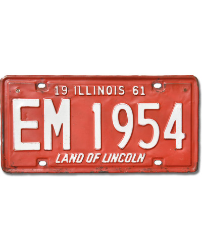 Americká SPZ Illinois 1961 Red EM 1954