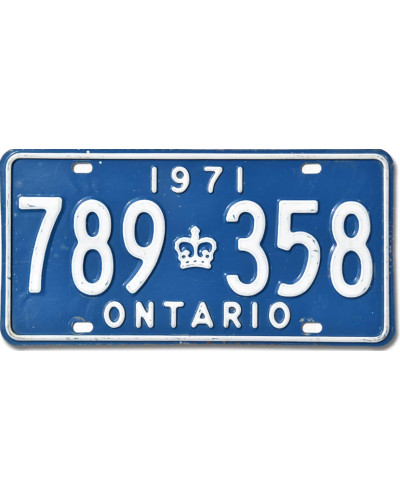 Kanadská SPZ Ontario 1971 Blue 789 358