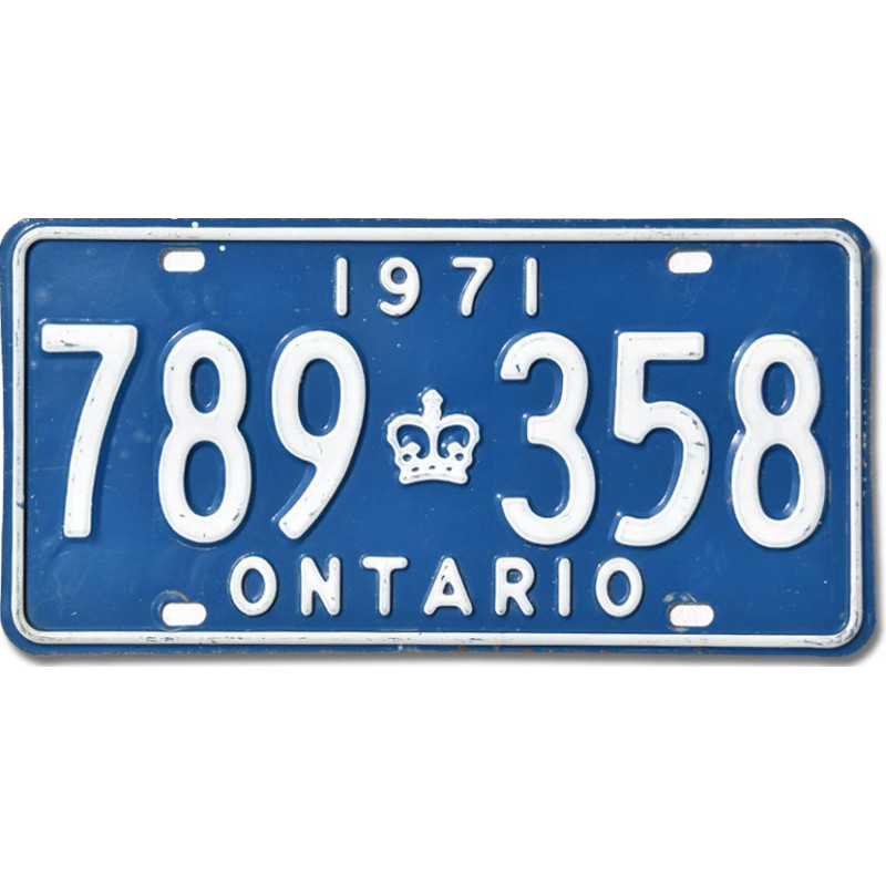 Kanadská SPZ Ontario 1971 Blue 789 358