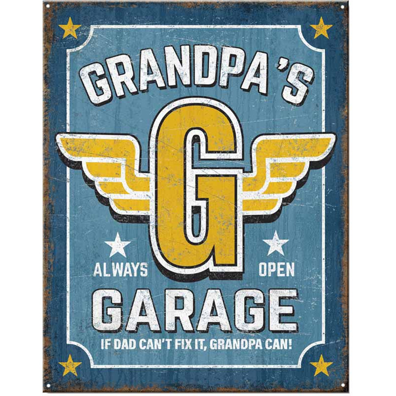 Plechová cedule Grandpa´s Garage 40 cm x 32 cm