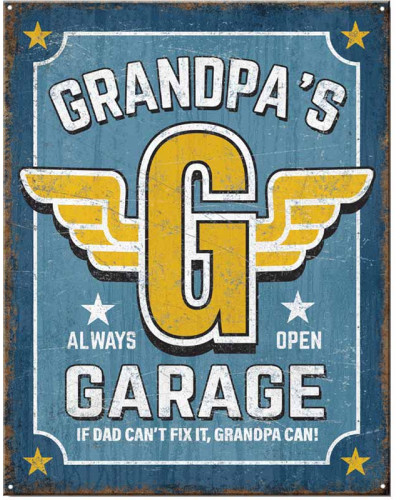 Plechová cedule Grandpa´s Garage 40 cm x 32 cm