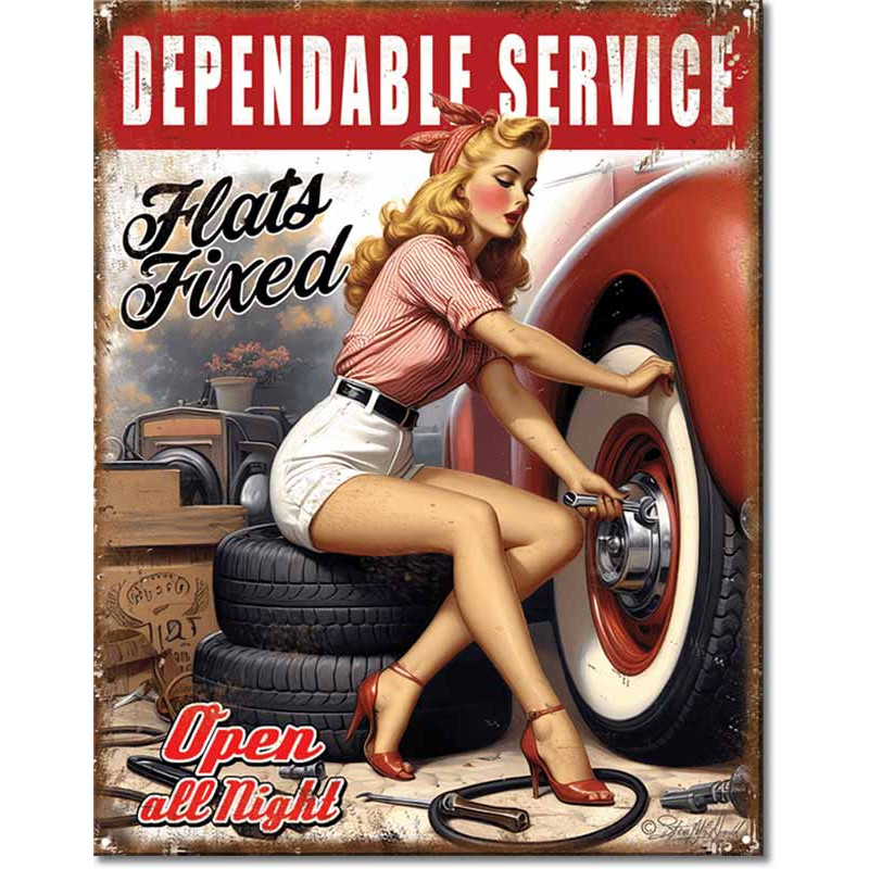 Plechová cedule Dependable Service All Night 40 cm x 32 cm