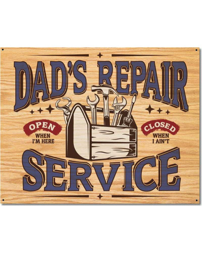 Plechová cedule Dad´s Repair Service 40 cm x 32 cm