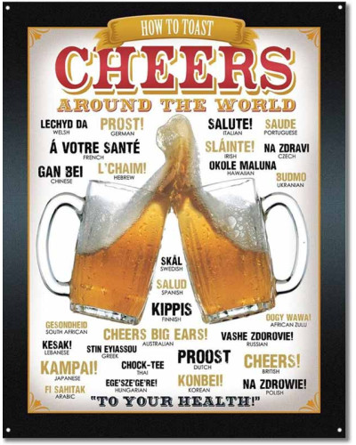 Plechová cedule Cheers Around the World 40 cm x 32 cm