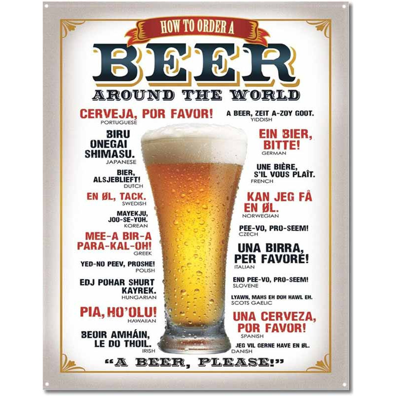 Plechová cedule Beer Around the World 40 cm x 32 cm