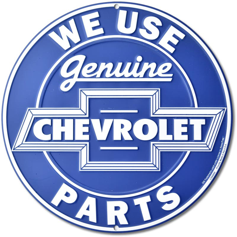 Plechová cedule Chevrolet Genuine Parts Blue round 30 cm