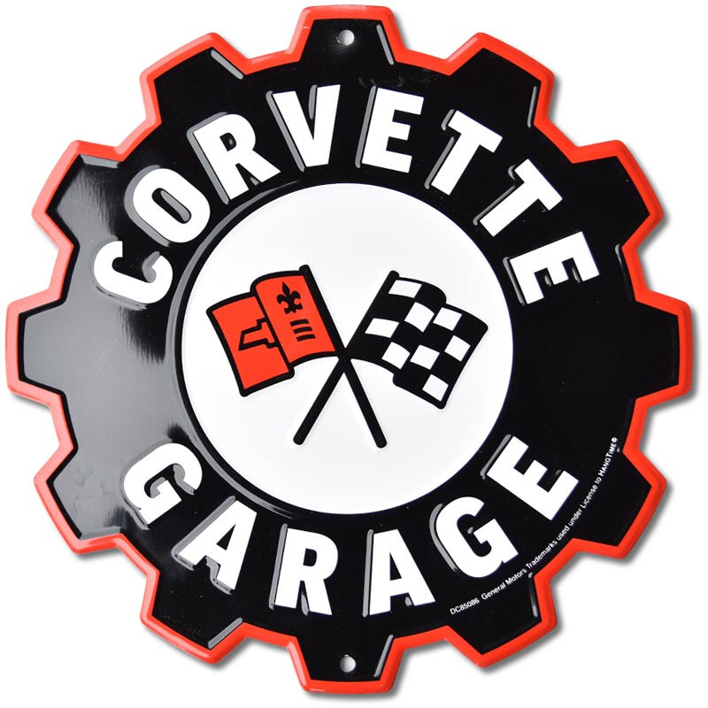 Plechová cedule Corvette Garage Gear 30 cm