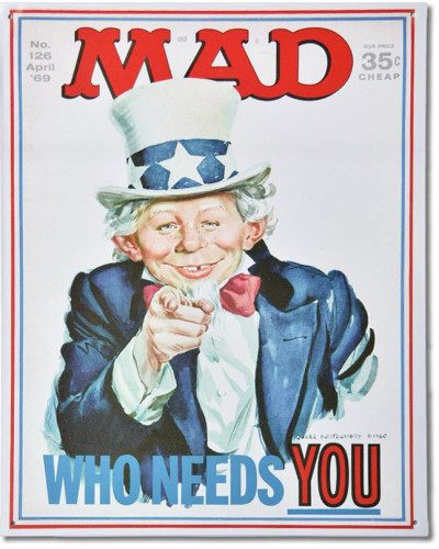 Plechová cedule MAD Who Needs You 38 cm x 30 cm