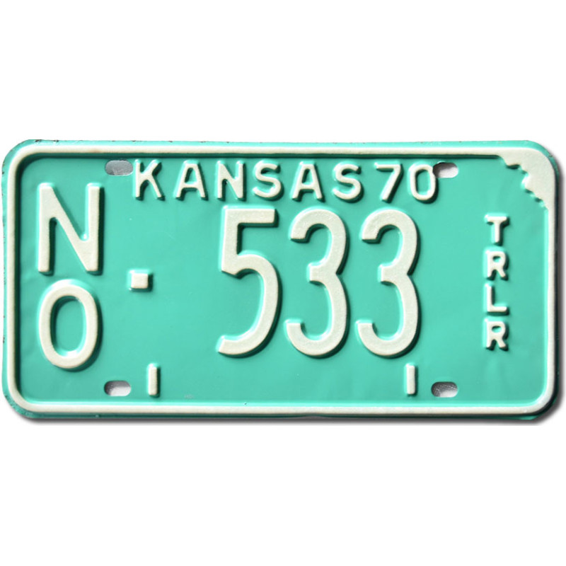 Americká SPZ Kansas 1970 Green Trailer NO 533