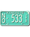 Americká SPZ Kansas 1970 Green Trailer NO 533