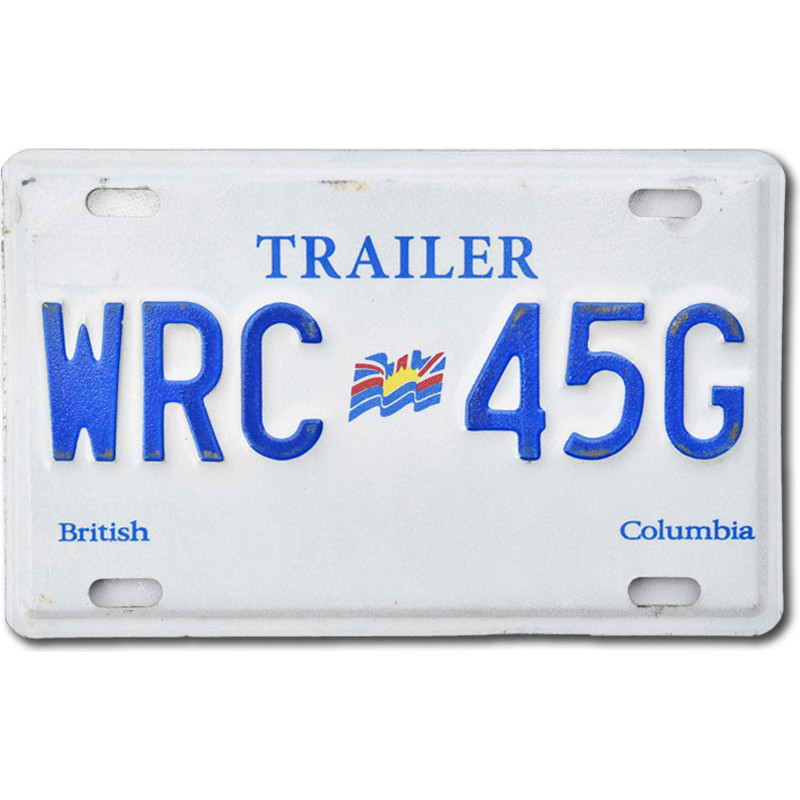 Kanadská SPZ British Columbia Trailer WRC 45G