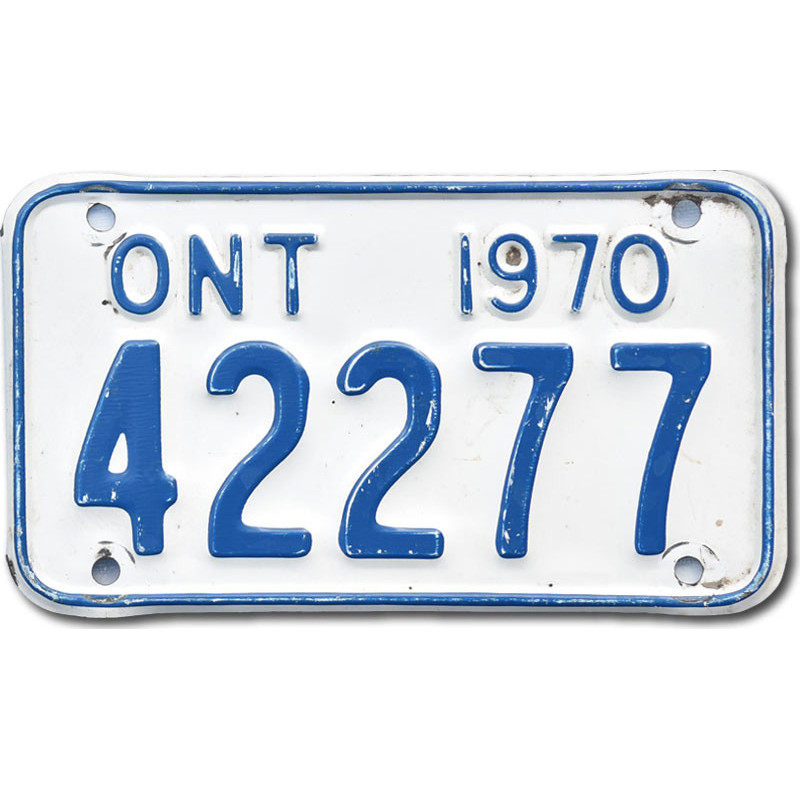 Kanadská SPZ Ontario 1970 White 42277 moto