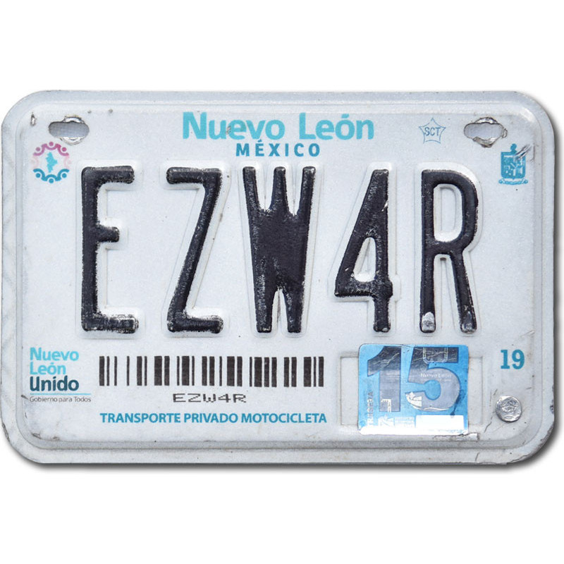 Mexická SPZ Nuevo León EZW4R moto