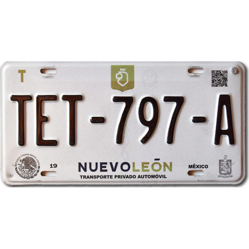 Mexická SPZ Nuevo León TET-797-A