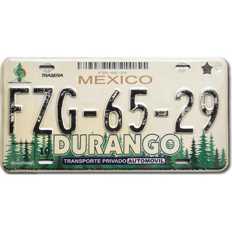 Mexická SPZ Durango Forest FZG-65-29