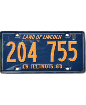 Americká SPZ Illinois 1960 Land of Lincoln 204 755