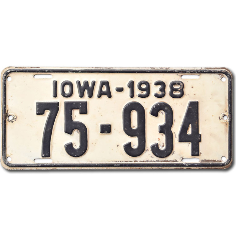 Americká SPZ Iowa 1938 White 75-934