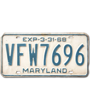 Americká SPZ Maryland 1968 Veteran Foreign War 7696