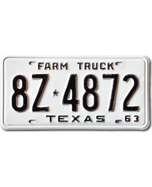 Americká SPZ Texas 1963 Farm Truck 8Z-4872
