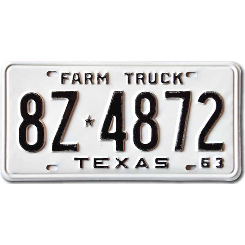 Americká SPZ Texas 1963 Farm Truck 8Z-4872
