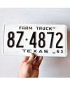 Americká SPZ Texas 1963 Farm Truck 8Z-4872