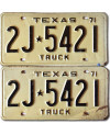 Americká SPZ Texas 1971 Truck 2J-5421 pár