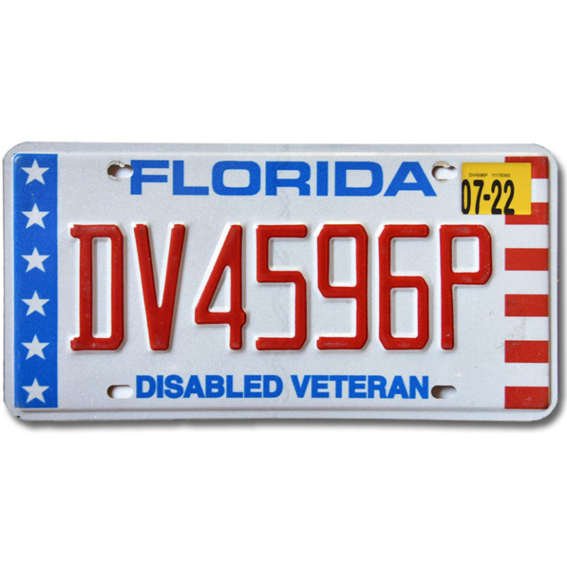 Americká SPZ Florida Disabled Veteran DV4596P