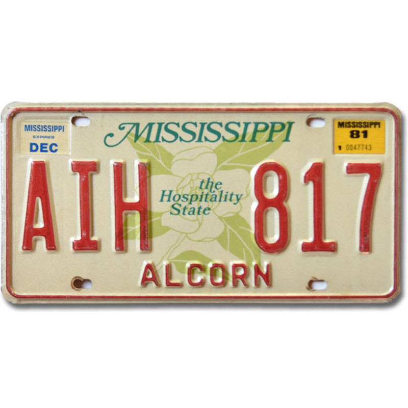 Americká SPZ Mississippi Alcorn Hospitality AIH 817