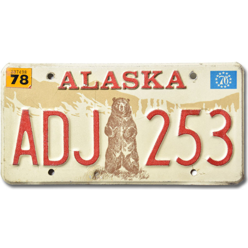 Americká SPZ Alaska 1976 Grizzly Bear ADJ 253
