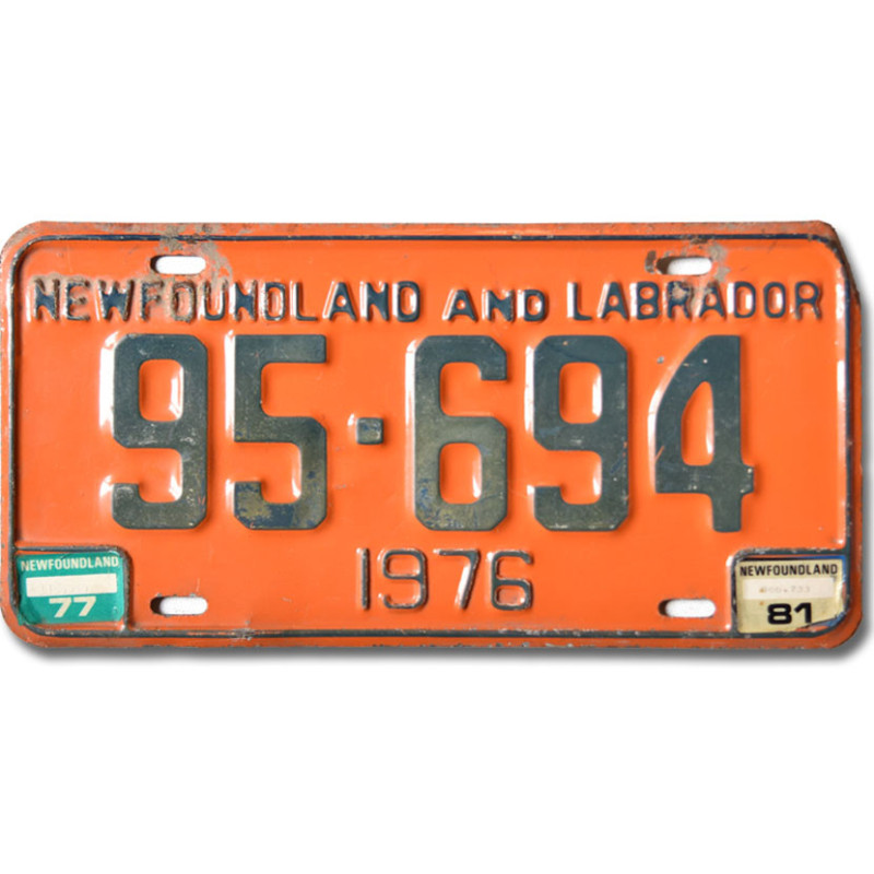 Kanadská SPZ Newfoundland Labrador 1976 Orange 95-694