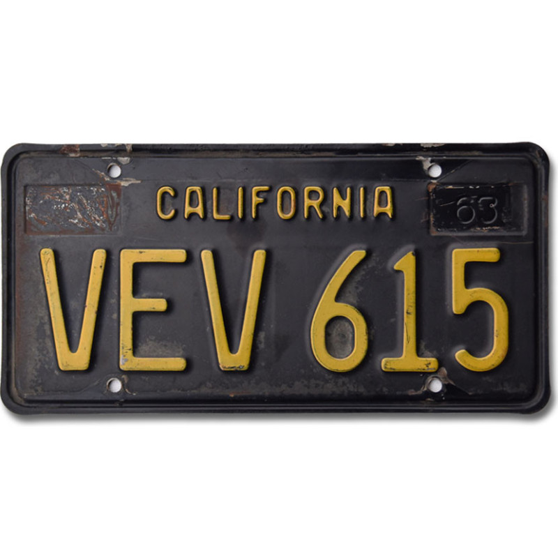 Americká SPZ California 1963 Black VEV 615