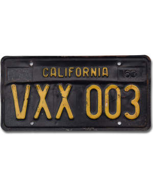 Americká SPZ California 1963 Black VXX 003