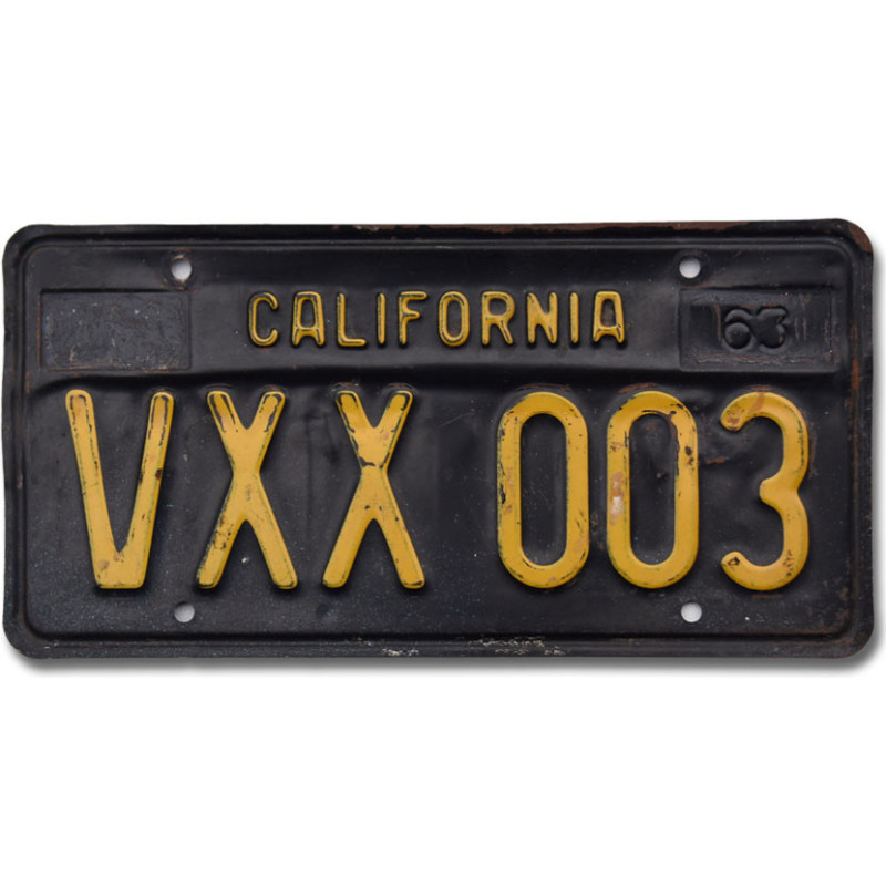 Americká SPZ California 1963 Black VXX 003