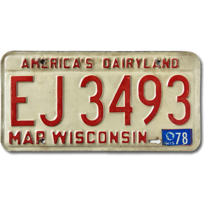 Americká SPZ Wisconsin 1978 Dairyland EJ 3493