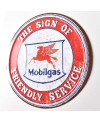Plechová cedule Mobilgas Friendly Service round 30 cm