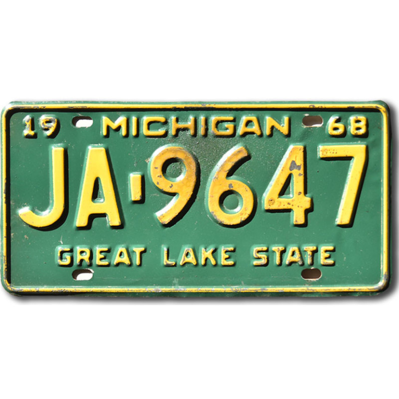 Americká SPZ Michigan 1968 Green Great Lake JA-9647