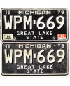 Americká SPZ Michigan 1979 Black WPM-669 pár