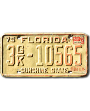 Americká SPZ Florida 1975 Arrive Alive 3GK-10565